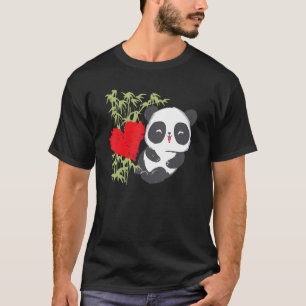 Camiseta Pequeno Urso Panda Coração Bela Para Homens