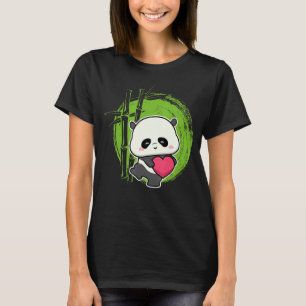 Camiseta Pequeno Urso Panda Coração Bela Para Homens