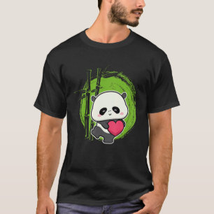 Camiseta Pequeno Urso Panda Coração Bela Para Homens