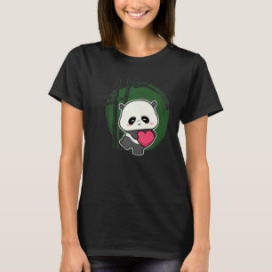 Camiseta Pequeno Urso Panda Coração Bela Para Homens