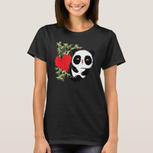 Camiseta Pequeno Urso Panda Coração Bela Para Homens