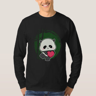 Camiseta Pequeno Urso Panda Coração Fofo Animal Para Homens