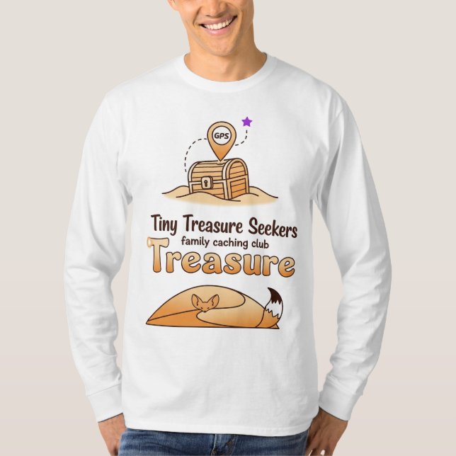 Camiseta Pequenos buscadores de tesouros - Clube de Caching (Frente)