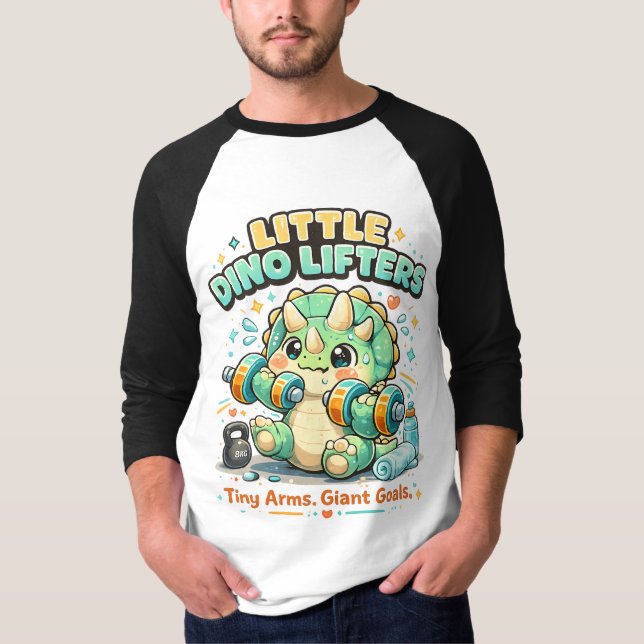 Camiseta Pequenos Levantadores de Dinossauros 8KG | Braços  (Frente)
