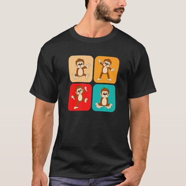Camiseta Pequenos Macacos Retro, Crianças, Eu Bebo Macaco (Frente)