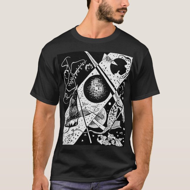 Camiseta Pequenos Mundos VI - Arte Preto Branco Kandinsky (Frente)