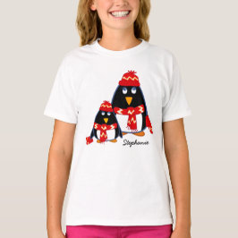 Camiseta Pequenos Pinguins Engraçados T-Shirts de Natal Per