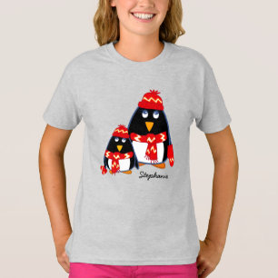 Camiseta Pequenos Pinguins Engraçados T-Shirts de Natal Per