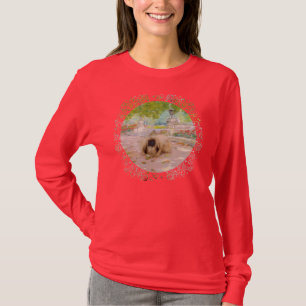 Camiseta Pequinês Mel em Ambiente Floral