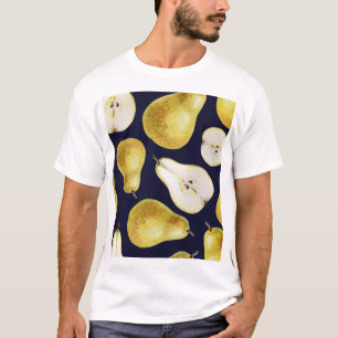 Camiseta Pera de régua, fundo preto, arte de jardim