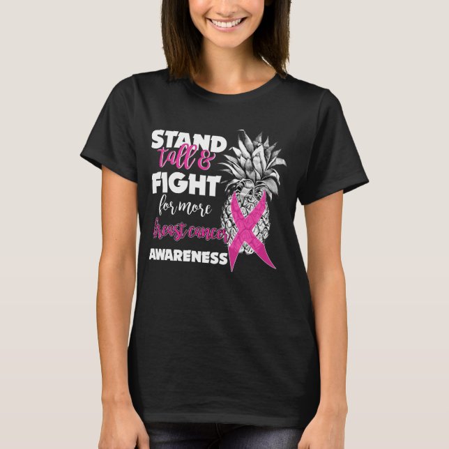 Camiseta percepção do cancer mama abacaxi alto (Frente)