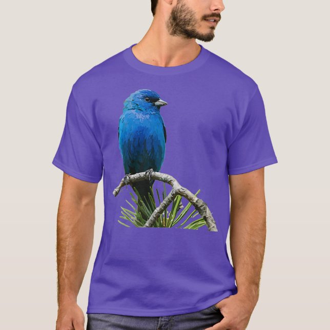 Camiseta Perch Indigo Bunting Bluebird da Felicidade (Frente)