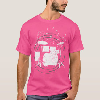 Camiseta Percussion Musical Drummer Set Music Notes D