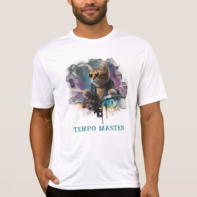 Camiseta *~* Percussionista Legal Cat AP91 DRUMMER de óculo (Frente)