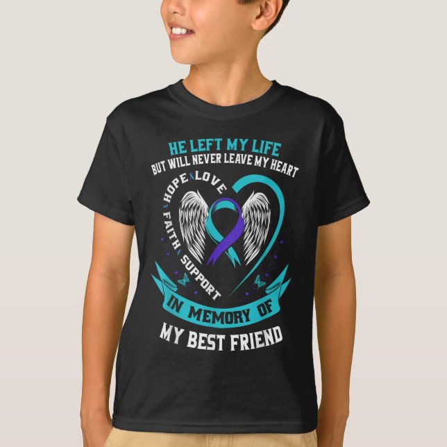 Camiseta Perda em Memória do Meu Melhor Amigo Conscientizaç (Frente)