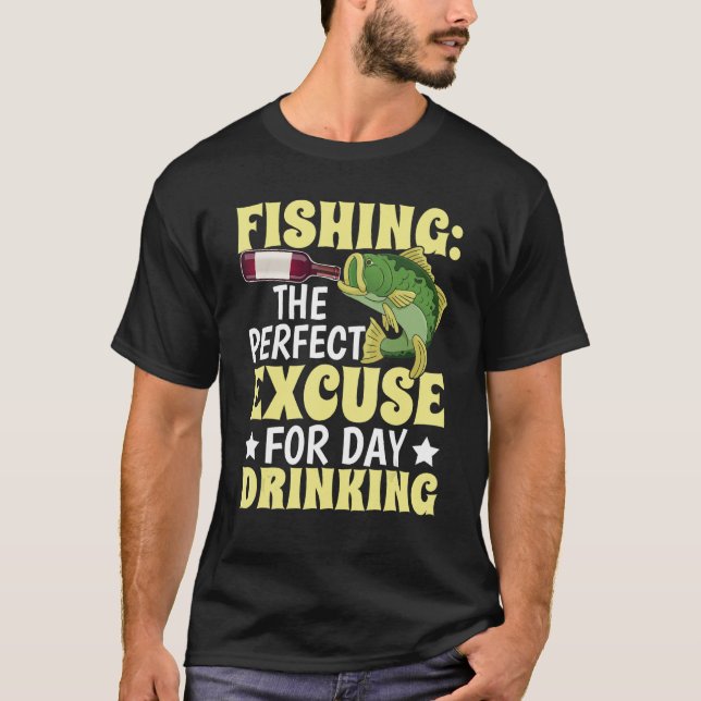 Camiseta Perdão de pesca para o bebendo do dia para o pesca (Frente)