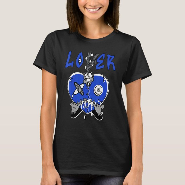 Camiseta Perdedor Coração Derramando Verdadeiro Azul 1s Cor (Frente)
