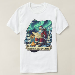 Camiseta Perdido Nah Apenas Explorando Design de Papai noel