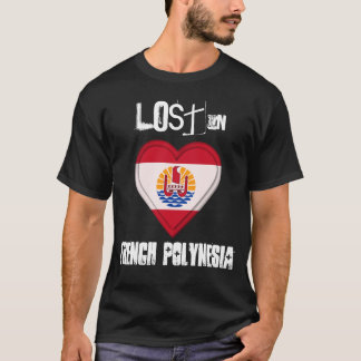 Camiseta Perdido no coração da bandeira de Polinésia