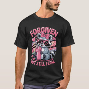 Camiseta Perdoado Mas Ainda Feral Citação Cristã Engraçado