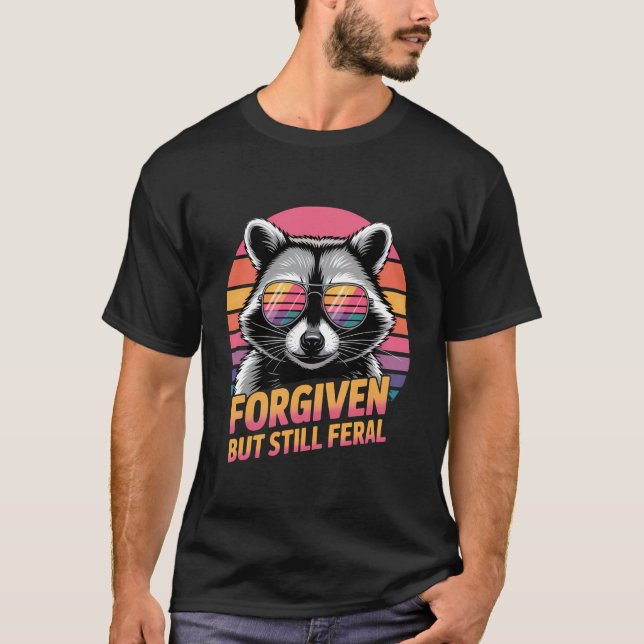 Camiseta Perdoado Mas Ainda Feral Fé Cristã Rato Cômico (Frente)