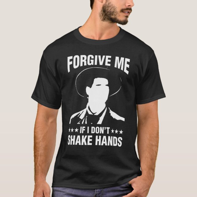 Camiseta Perdoe-me se não agito as mãos à distância social (Frente)