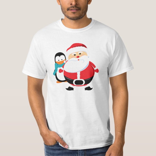 Camiseta Père Noël et Manchot Santa Claus (Frente)