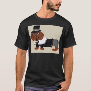 Camiseta Peregrino de Thanksgviving do Dachshund