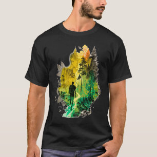Camiseta peregrinos de caminhada acampando montanhas flores