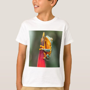 Camiseta Perereca de árvore de perna de tigre verde laranja
