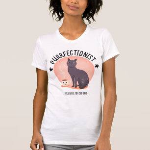 Camiseta Perfeccionista Mãe de Gato Amante de Café Citação 