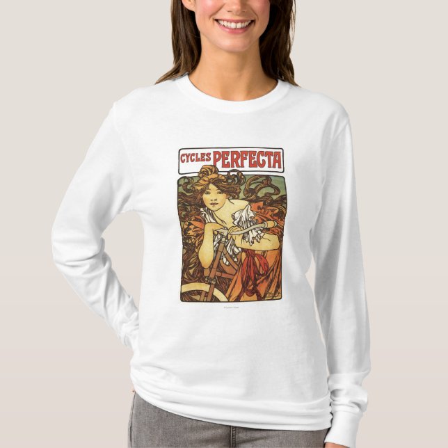 Camiseta Perfecta Bicicletas com Publicidade de Mulher Post (Frente)