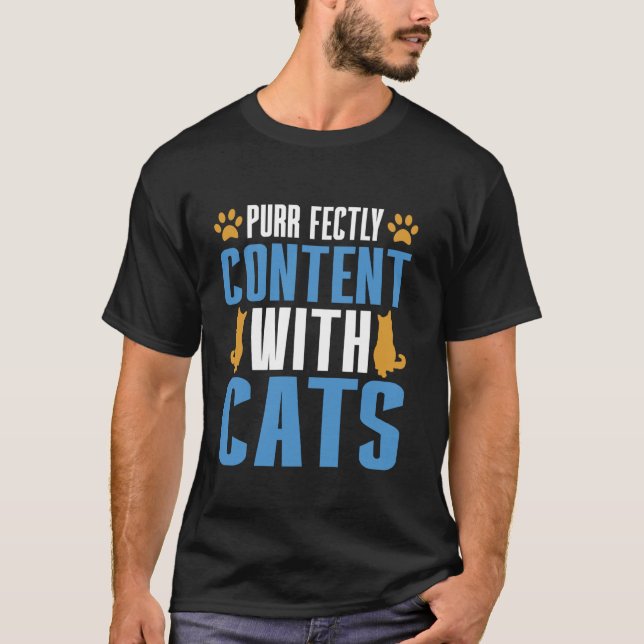 Camiseta Perfeitamente Contente com o Pai dos Gatos (Frente)