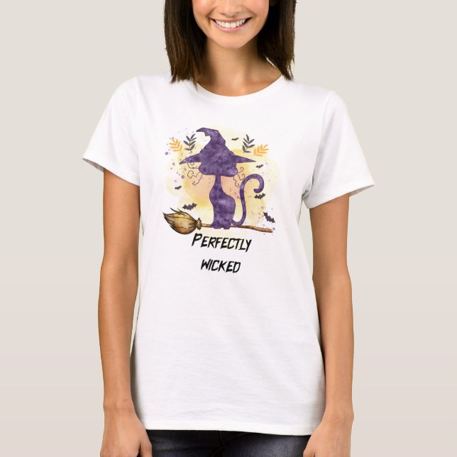 Camiseta Perfeitamente Mau - Negra Bruxa Gato (Frente)