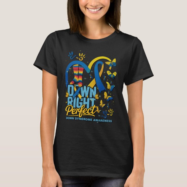 Camiseta Perfeito à Direita Síndrome de Down Conscientizaçã (Frente)