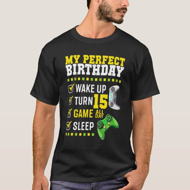 Camiseta Perfeito De Festa de aniversário 15 Para Jogador D (Frente)