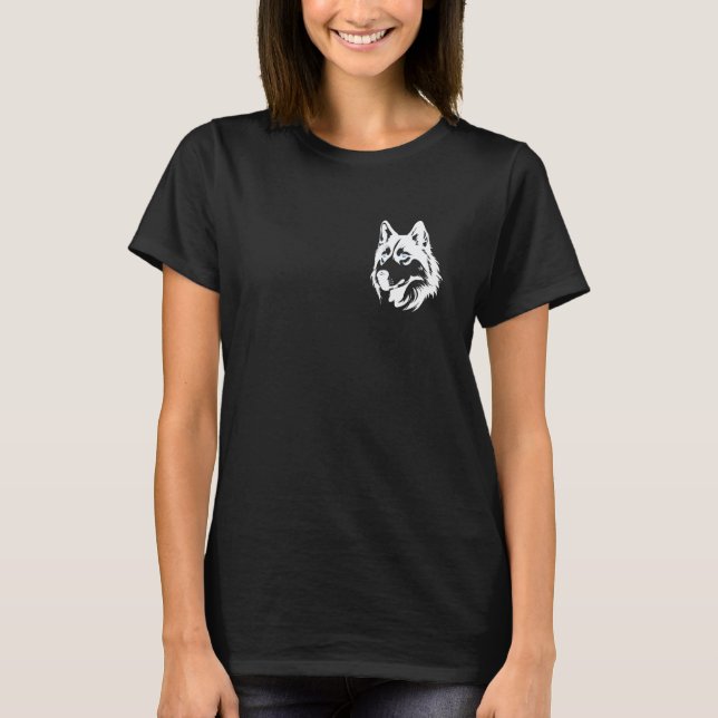 Camiseta Perfil de cão Husky engraçado (Frente)