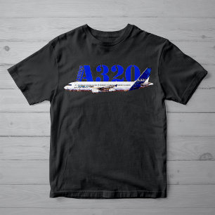 Camiseta Perfil de desenho de aquarela da aeronave A320