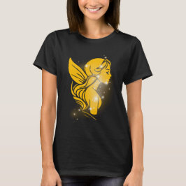 Camiseta Perfil de Fada Dourada – Arte Etérea Espírito Suav