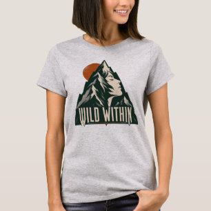 Camiseta Perfil de Mulher Selvagem na Montanha - Aventura