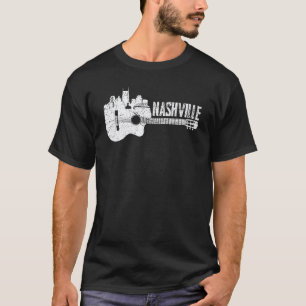 Camiseta Perfil de Nashville Tennessee Música Country Guita