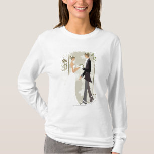 Camiseta Perfil de um homem que dá flores a uma mulher