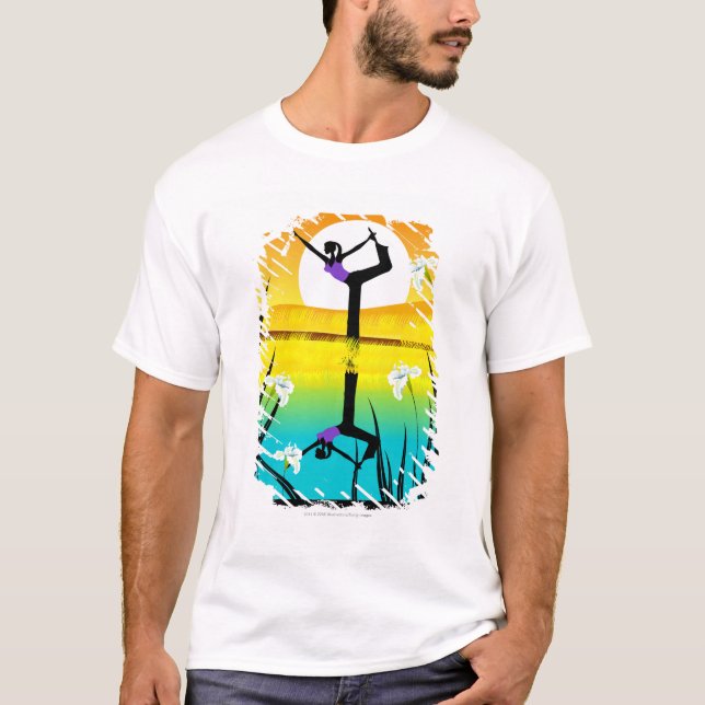 Camiseta Perfil lateral de uma ioga praticando da mulher (Frente)