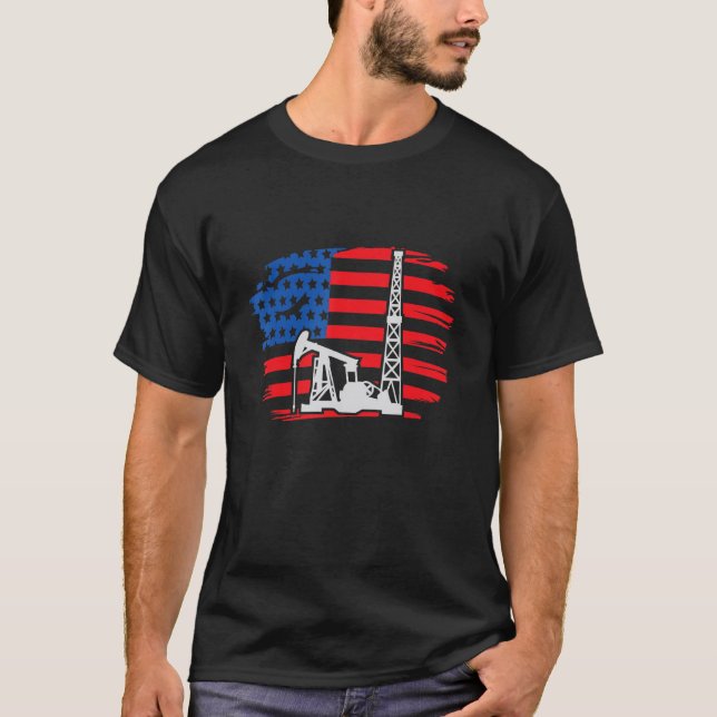 Camiseta Perfuração Rig América I Produto Petrolífero Rig (Frente)