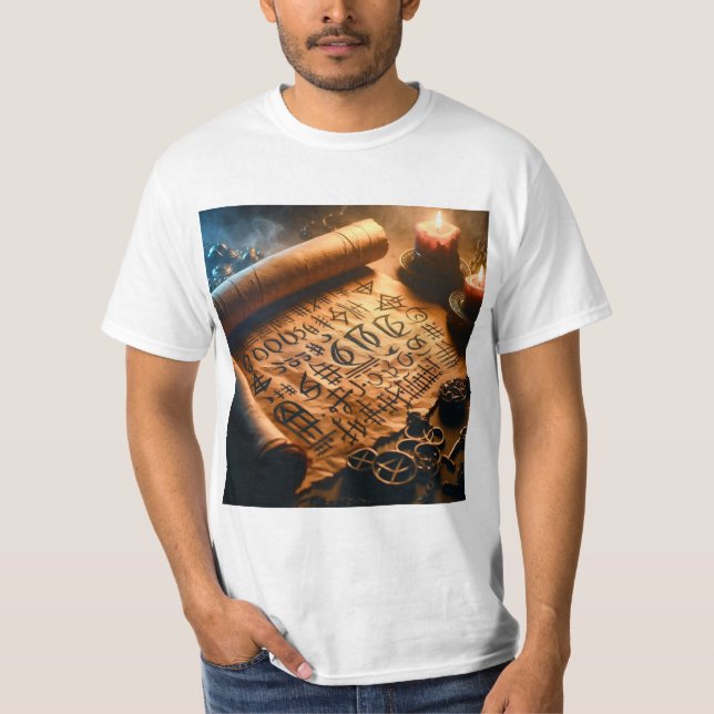 Camiseta Pergamino Místico para Invocar al Diablo (Frente)