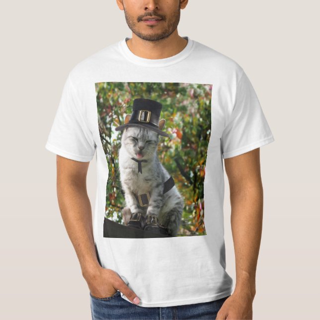 Camiseta Pergrim Cat Ação de Graças (Frente)