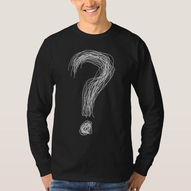 Camiseta Pergunta Confusa Rabisco Marca de Interrogação Cao (Frente)