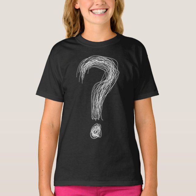 Camiseta Pergunta de Rabisco Confuso Marca de Interrogação  (Frente)