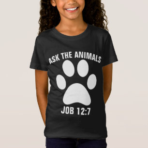 Camiseta PERGUNTE AOS ANIMAIS ÀS CRIANÇAS Cristãs T-Shir