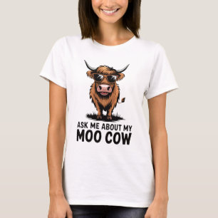 Camiseta Pergunte-me sobre a minha vaca mãozinha com óculos